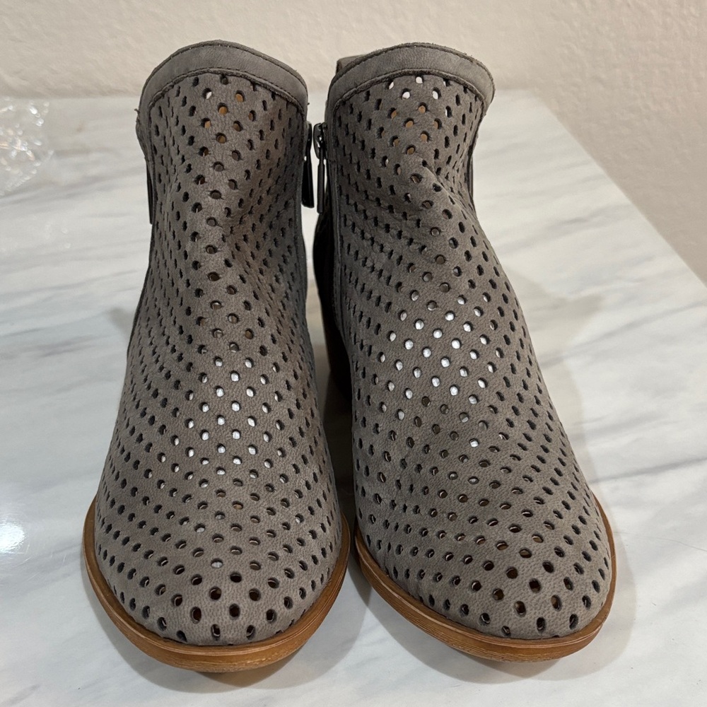 Lucky Brand Gray Perforated Ankle Booties